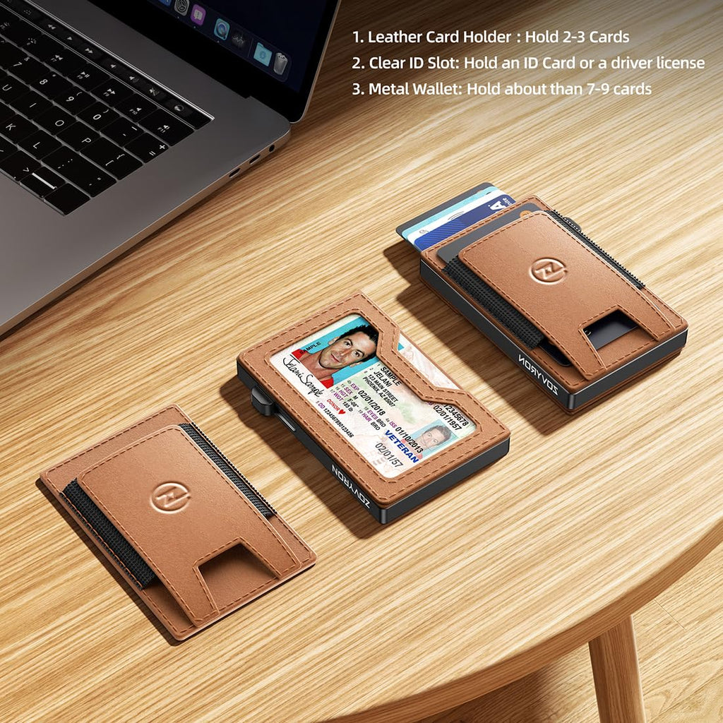 Wallet For Men, 2 In 1 Smart Wallet With Up Card Holder,RFID Blocking Minimalist Leather Wallet Slim Magsafe Wallet
