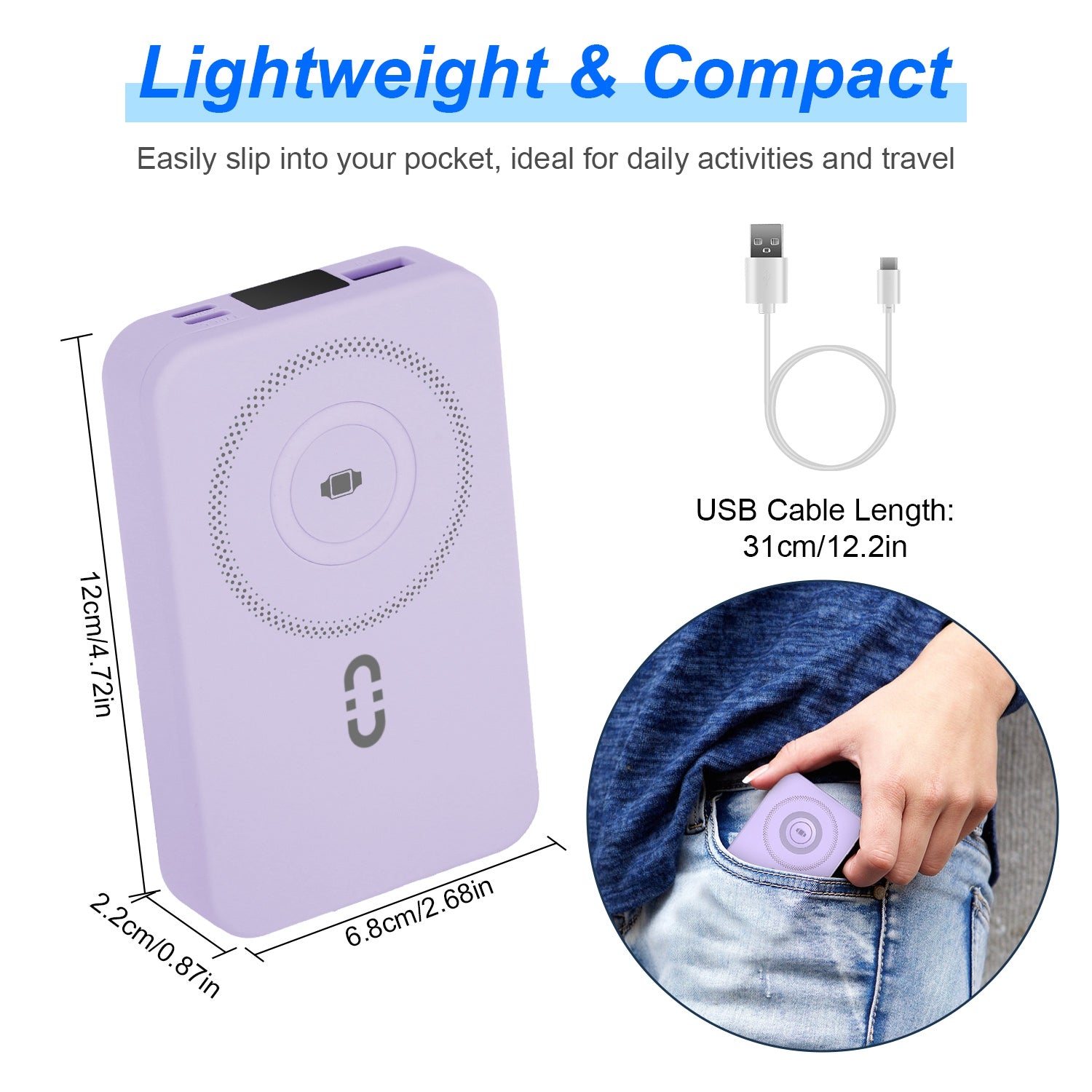 1Pc 3 In 1 10000mAh MagSafe Fast Charging Power Bank PD20W Portable Charger With 2 Built In Cables Stand Fit For IOS Phone 16 15 13 Series And More